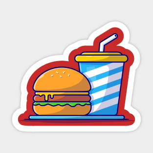 Burger And Soda Cartoon Vector Icon Illustration (5) Sticker